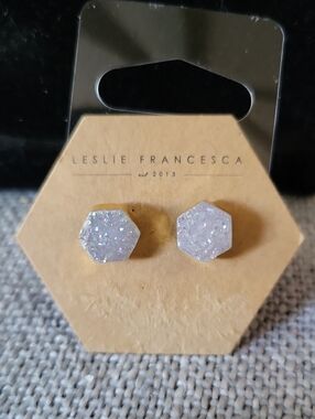 Leslie Francesca Mini "Unicorn" Druzy Hexagon Studs